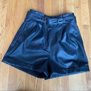 Express Belted High Rise Leather Shorts